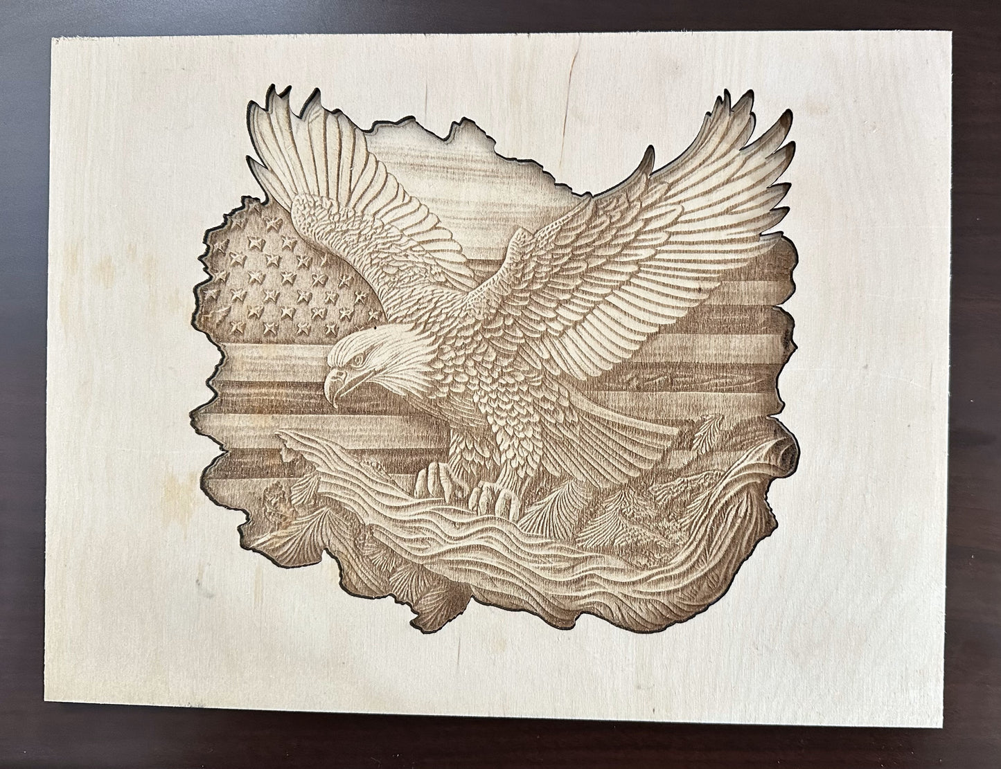 Eagle with U.S. Flag in Background