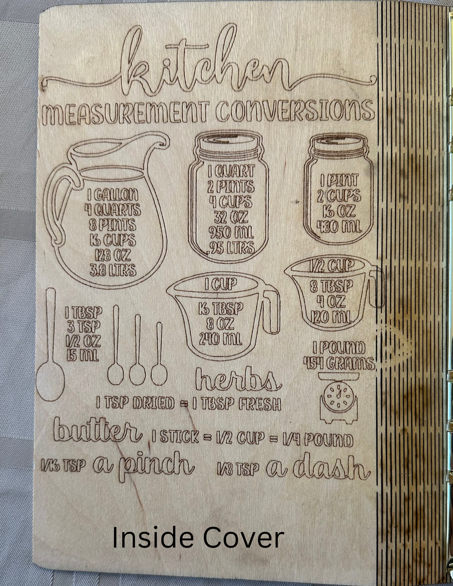 Cookbook -Custom Crafted, Laser Engraved
