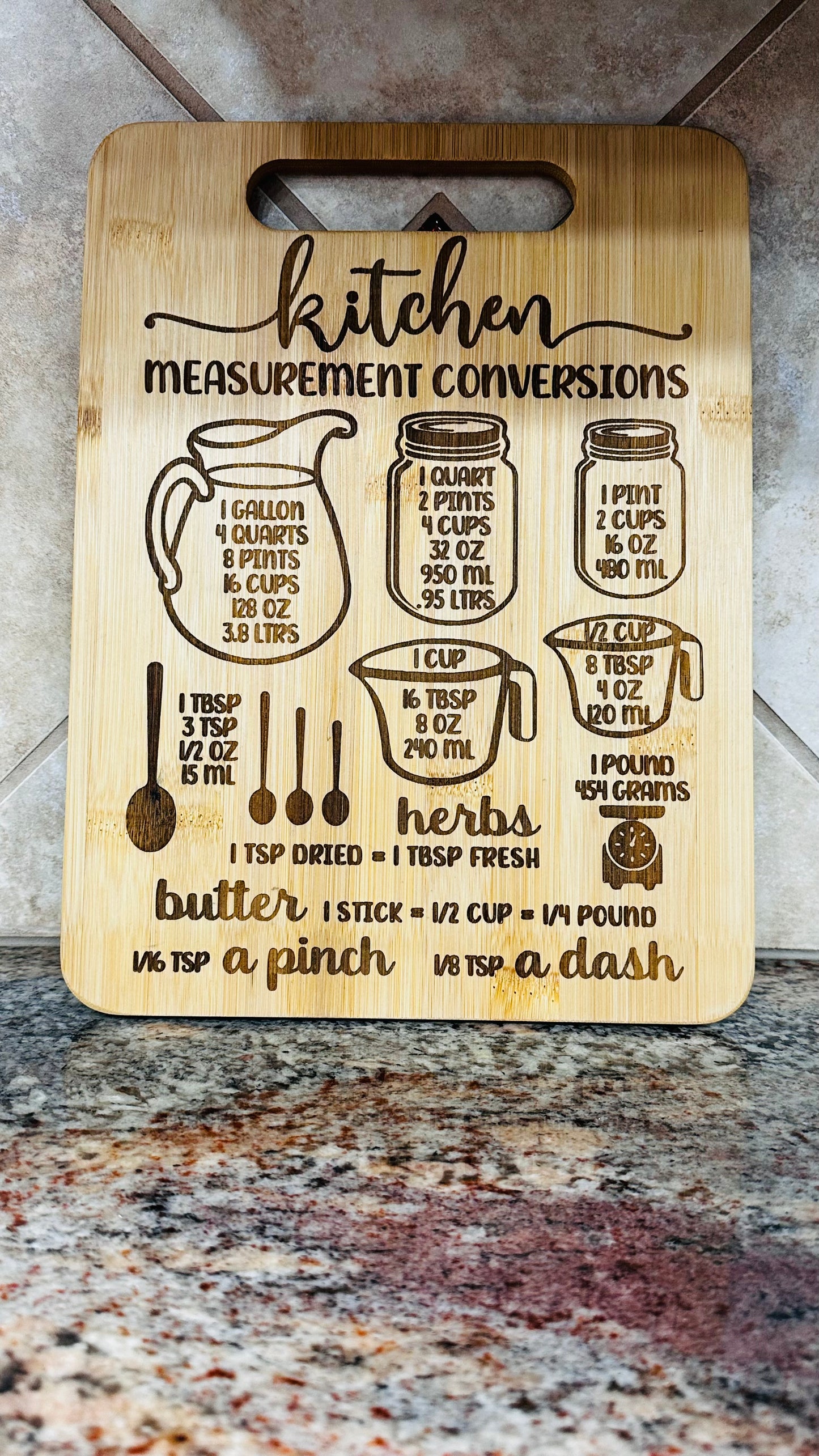Cutting Board - Kitchen Measurement Conversions