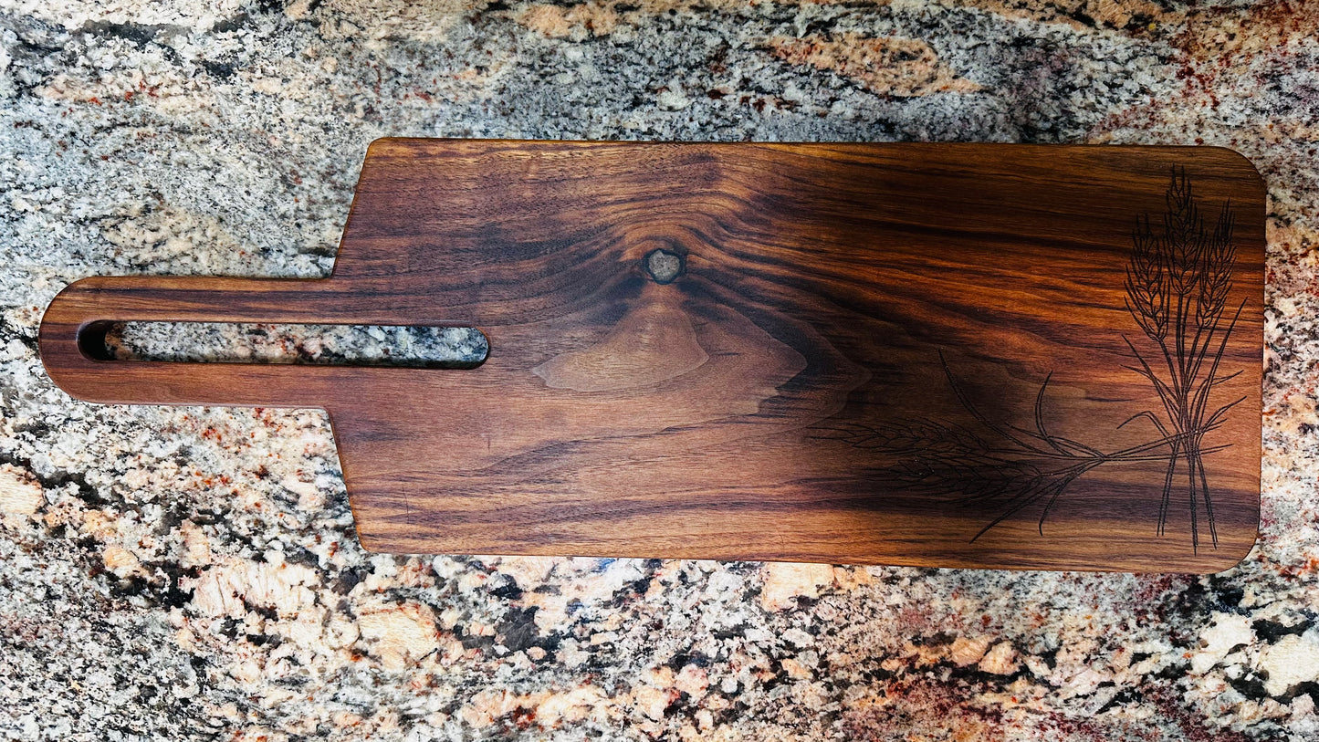 Breadboard - Walnut - Engraved With Wheat