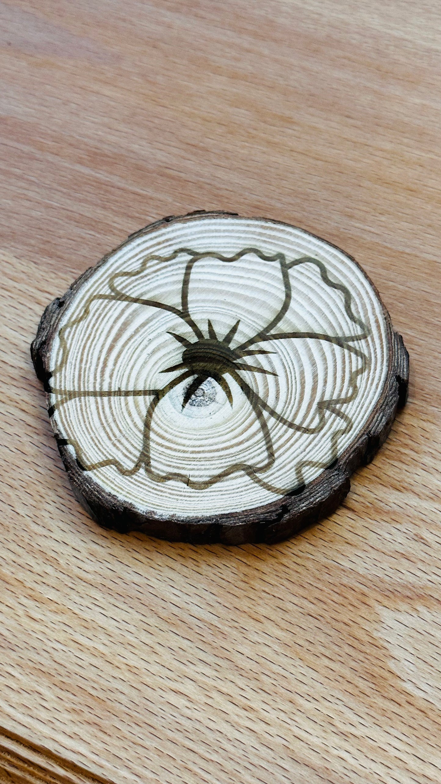 Coasters - Floral Engraved Natural Wood Cut