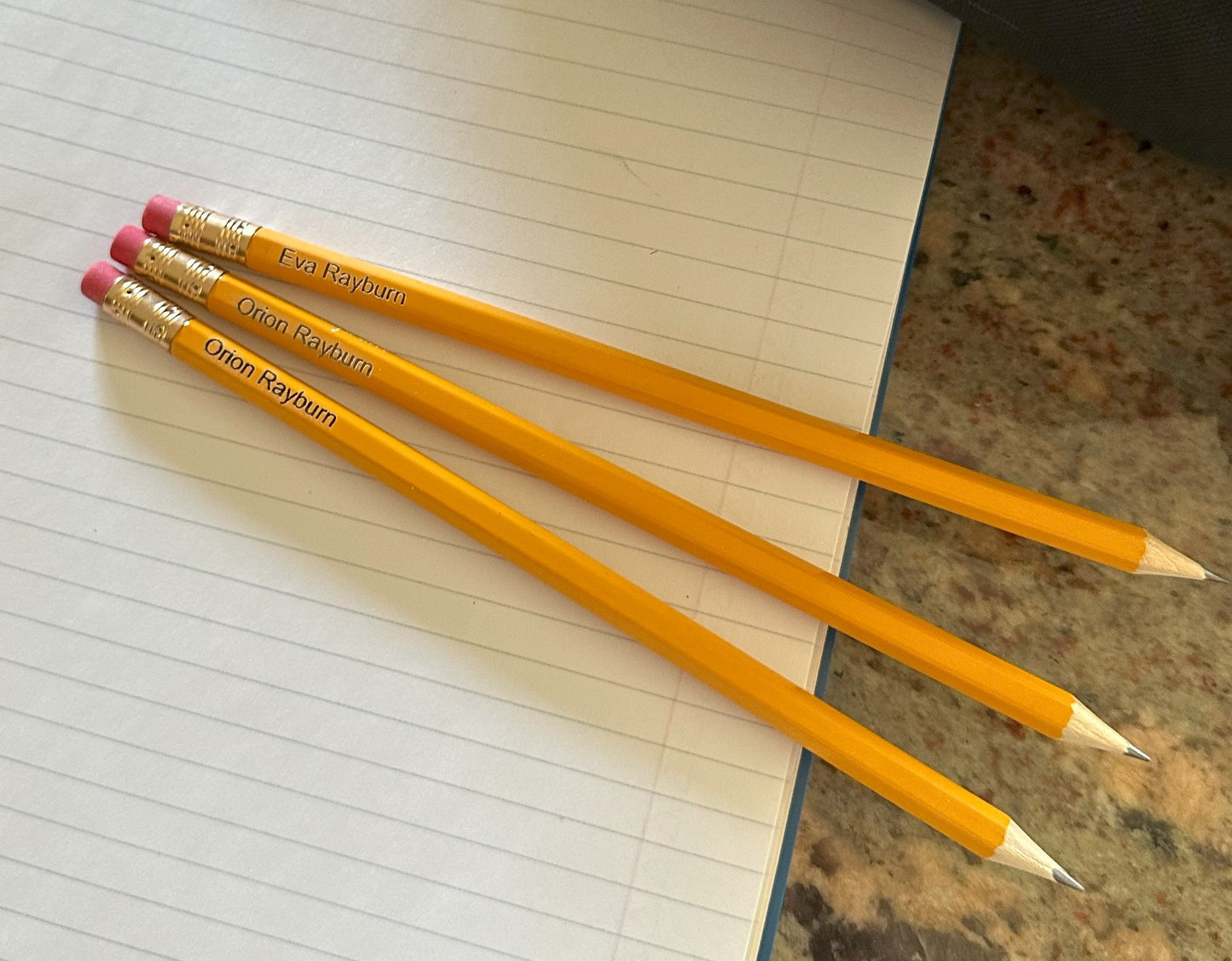 custom personalized engraved pencil with childs name wide angle