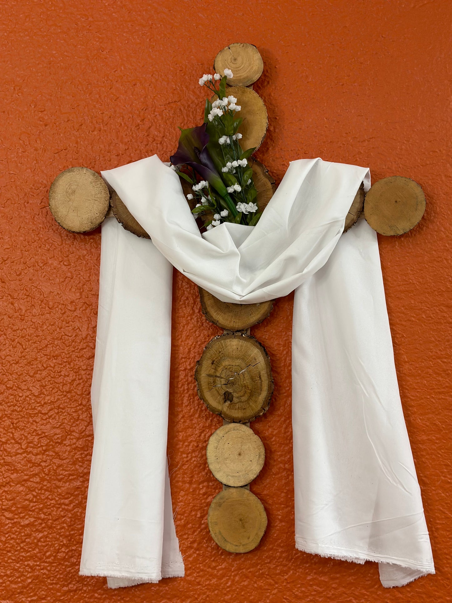 Wooden Cross with White Cloth
