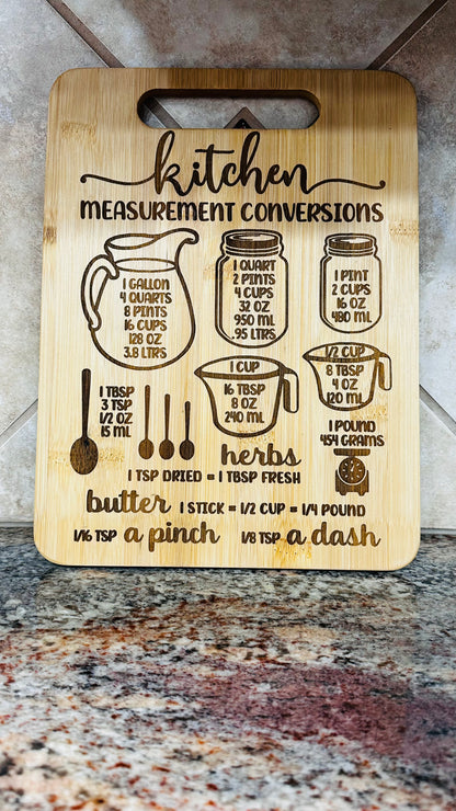 Cutting Board - Kitchen Measurement Conversions