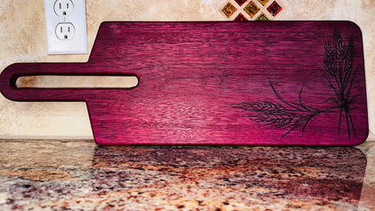 Breadboard - Purple Heart - Engraved with Wheat