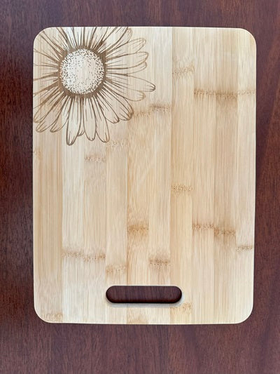 Cutting Board - Small Bamboo with Sunflower