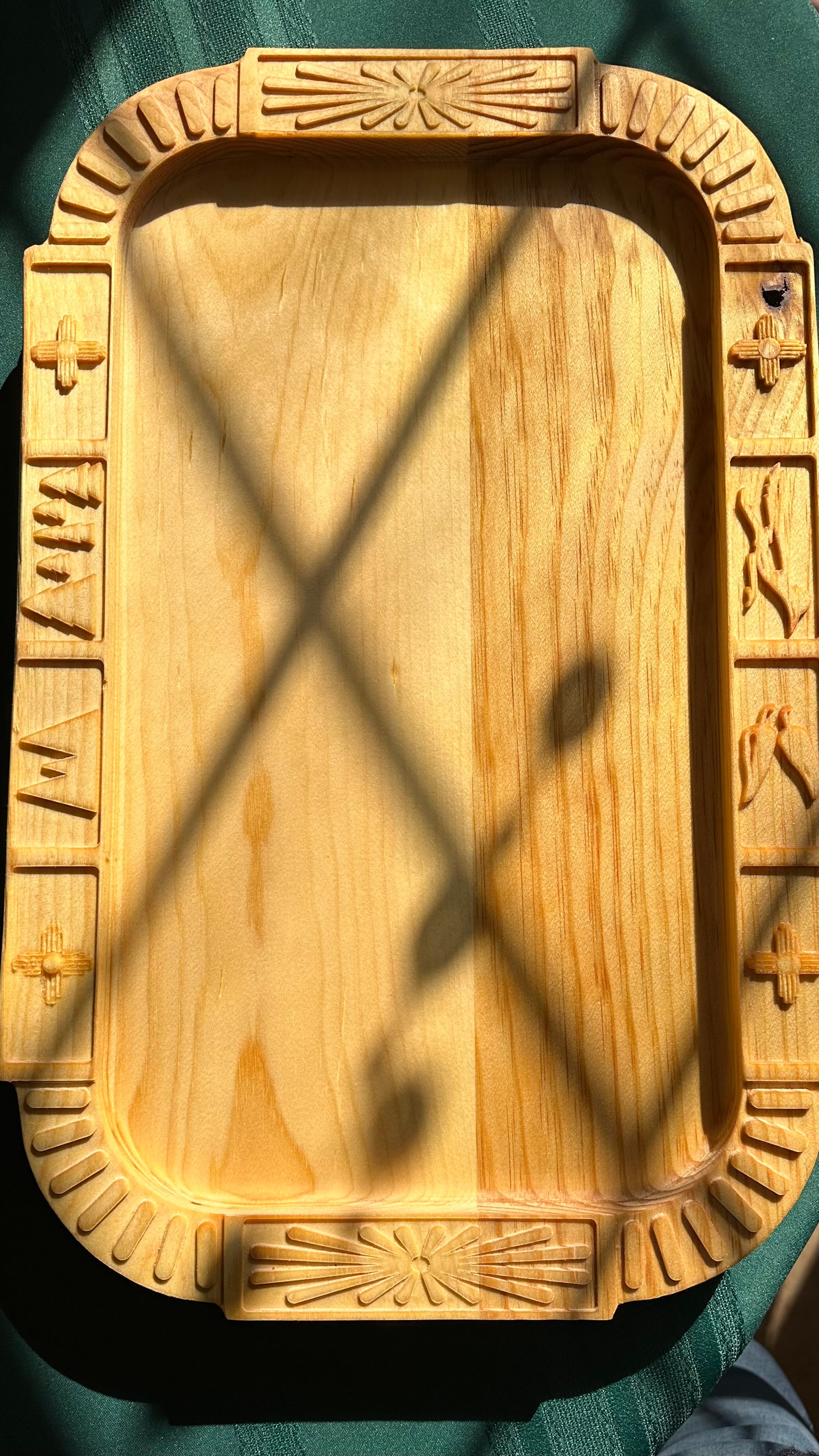The morning sun makes the wood on this board look like honey.